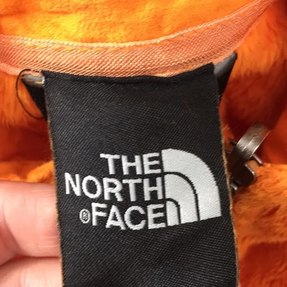 The North Face Orange Full Zip Mock Neck Jacket Womens XS Faux Fur - Picture 7 of 12